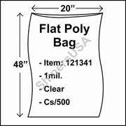 1 mil Flat Plastic Poly Bag 20" x 48" Clear cs/500