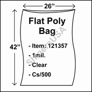 1 mil Flat Plastic Poly Bag 26" x 42" Clear cs/500