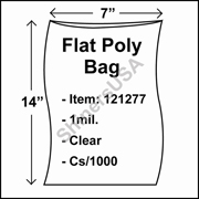1 mil Flat Plastic Poly Bag 7" x 14" Clear cs/1000