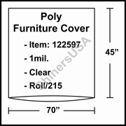 1 mil Poly Plastic Furniture Covers 70" x 45" Clear - RL.215