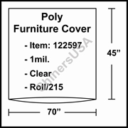 1 mil Poly Plastic Furniture Covers 70" x 45" Clear - RL.215
