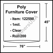 1 mil Poly Plastic Furniture Covers 76" x 45" Clear - RL/200