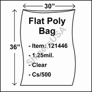 1.25 mil Flat Plastic Poly Bag 30" x 36" Clear cs/500