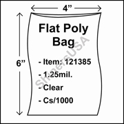 1.25 mil Flat Plastic Poly Bag 4" x 6" Clear cs/1000