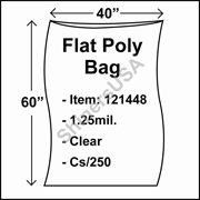 1.25 mil Flat Plastic Poly Bag 40" x 60" Clear cs/250
