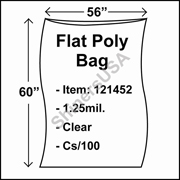 1.25 mil Flat Plastic Poly Bag 56" x 60" Clear cs/100