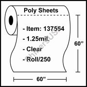 1.25 mil Poly Plastic Pallet Top Sheets 60" x 60" Clear - RL/250