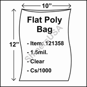 1.5 mil Flat Plastic Poly Bag 10" x 12" Clear cs/1000