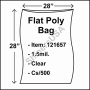 1.5 mil Flat Plastic Poly Bag 28" x 28" Clear cs/500