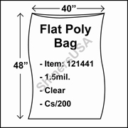 1.5 mil Flat Plastic Poly Bag 40" x 48" Clear cs/200