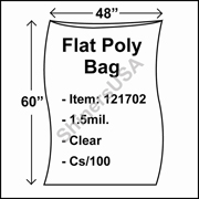 1.5 mil Flat Plastic Poly Bag 48" x 60" Clear cs/100