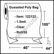 1.5-mil Gusseted Poly Bag 46" x 44" x 100" Clear - RL/55