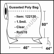 1.5-mil Gusseted Poly Bag 46" x 44" x 80" Clear - RL/70
