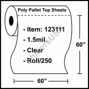 1.5 mil Poly Plastic Pallet Top Sheets 60" x 60" Clear - RL/250