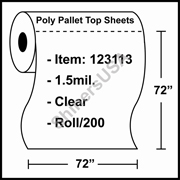 1.5 mil Poly Plastic Pallet Top Sheets 72" x 72" Clear - RL/200