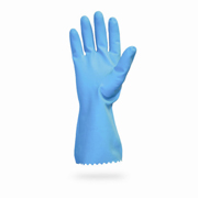 18-mil 12" Blue Flock Lined Latex Glove (M) 12/pr