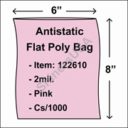 2 mil Antistatic Flat Poly Bag 6" x 8" Pink cs/1000