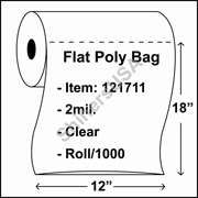 2 mil Flat Plastic Poly Bag 12" x 18" Clear - RL/1000