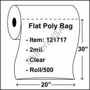 2 mil Flat Plastic Poly Bag 20" x 30" Clear - RL/500