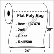 2 mil Flat Plastic Poly Bag 24" x 30" Clear - RL/500