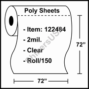2 mil Poly Plastic Pallet Top Sheets 72" x 72" Clear RL/150