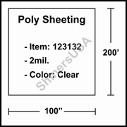 2 mil Poly Plastic Sheeting, Construction & Agricultural (C&A) Film 100" x 200' Clear 