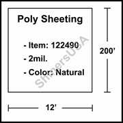 2 mil Poly Plastic Sheeting, Construction & Agricultural (C&A) Film 12' x 200' Natural 