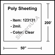 2 mil Poly Plastic Sheeting, Construction & Agricultural (C&A) Film 50" x 200' Clear 