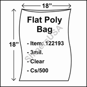 3 mil Flat Plastic Poly Bag 18" x 18" Clear cs/500