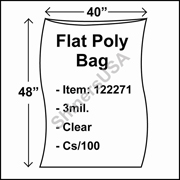 3 mil Flat Plastic Poly Bag 40" x 48" Clear cs/100