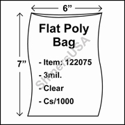 3 mil Flat Plastic Poly Bag 6" x 7" Clear cs/1000