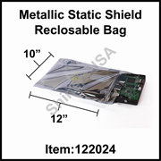 3 mil Metallic Static Shield Reclosable Bag 10" x 12" Silver cs/100