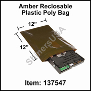 3 mil Reclosable Plastic Poly Bag 12" x 12" Amber cs/1000