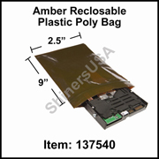 3 mil Reclosable Plastic Poly Bag 2.5" x 9" Amber cs/1000