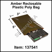 3 mil Reclosable Plastic Poly Bag 3" x 5" Amber cs/1000