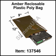 3 mil Reclosable Plastic Poly Bag 9" x 12" Amber cs/1000