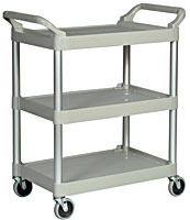 Three-Shelf Utility Cart with Brushed Aluminum Uprights (Platinum) 200-lb 1/ea