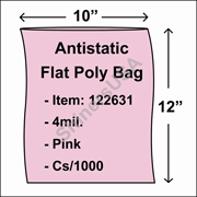 4 mil Antistatic Flat Poly Bag 10" x 12" Pink cs/1000