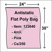 4 mil Antistatic Flat Poly Bag 24" x 30" Pink cs/250