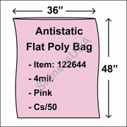 4 mil Antistatic Flat Poly Bag 36" x 48" Pink cs/50