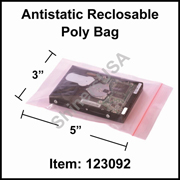 4 mil Antistatic Reclosable Poly Bag 3" x 5" Pink cs/1000