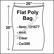 4 mil Flat Plastic Poly Bag 26" x 30" Clear cs/200