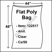 4 mil Flat Plastic Poly Bag 44" x 48" Clear cs/50