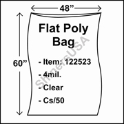 4 mil Flat Plastic Poly Bag 48" x 60" Clear cs/50