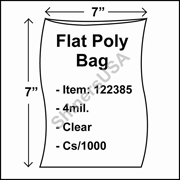 4 mil Flat Plastic Poly Bag 7" x 7" Clear cs/1000