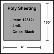 4 mil Poly Plastic Sheeting, Construction & Agricultural (C&A) Film 4' x 100' Black 