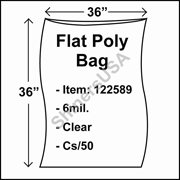 6 mil Flat Plastic Poly Bag 36" x 36" Clear cs/50