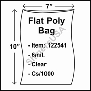 6 mil Flat Plastic Poly Bag 7" x 10" Clear cs/1000