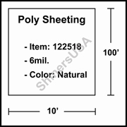 6 mil Poly Plastic Sheeting, Construction & Agricultural (C&A) Film 10' x 100' Natural 