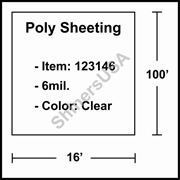 6 mil Poly Plastic Sheeting, Construction & Agricultural (C&A) Film 16' x 100' Clear 